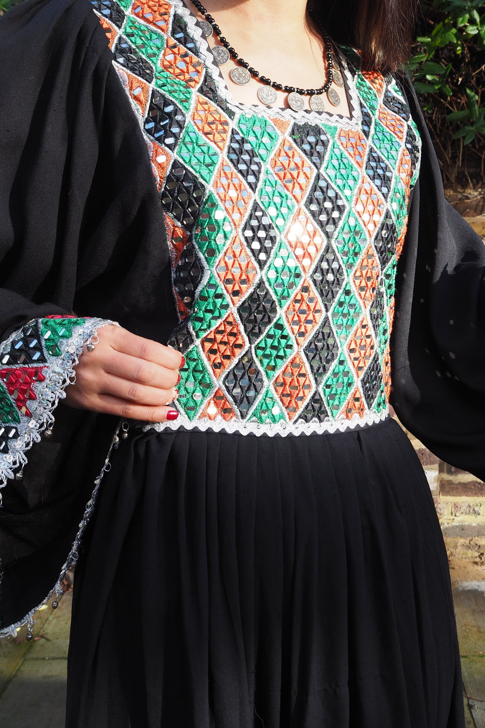 70's Afghan Style Mirror Work Dress