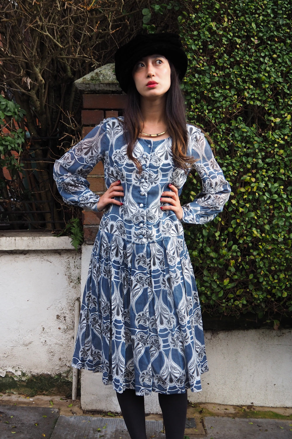 80's Rembrandt art nouveau patterned Dress