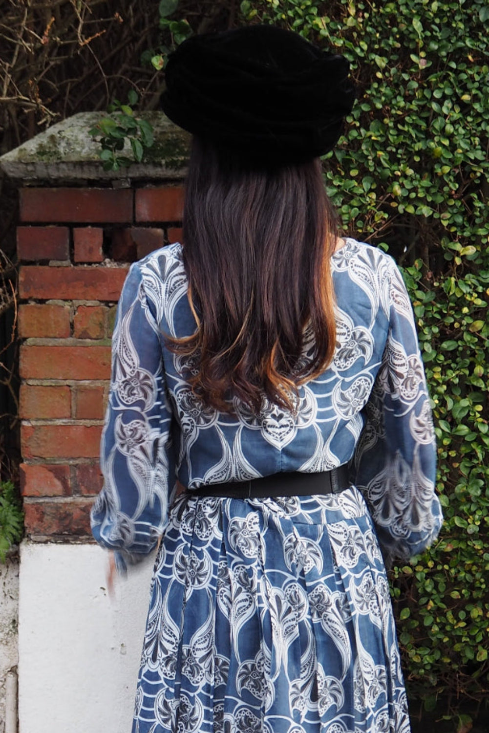 Sandra Phillips England 70-80s Black Velvet hat in Baroque style