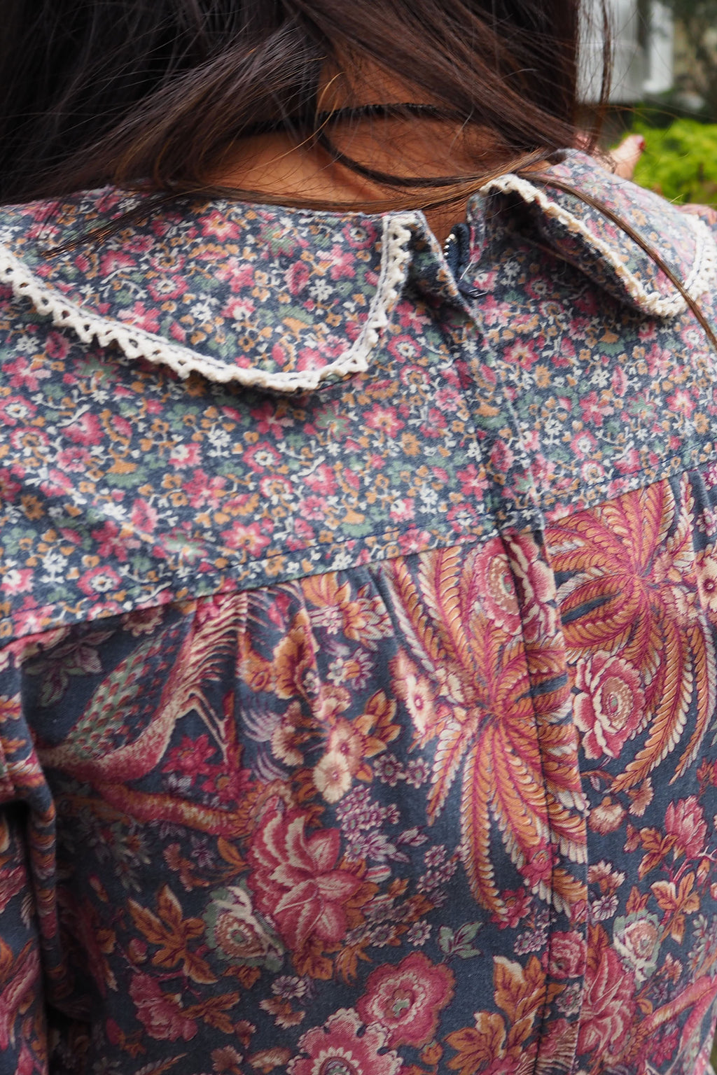 Vintage Vivien Smith Floral Dress Navy/Plum Purple