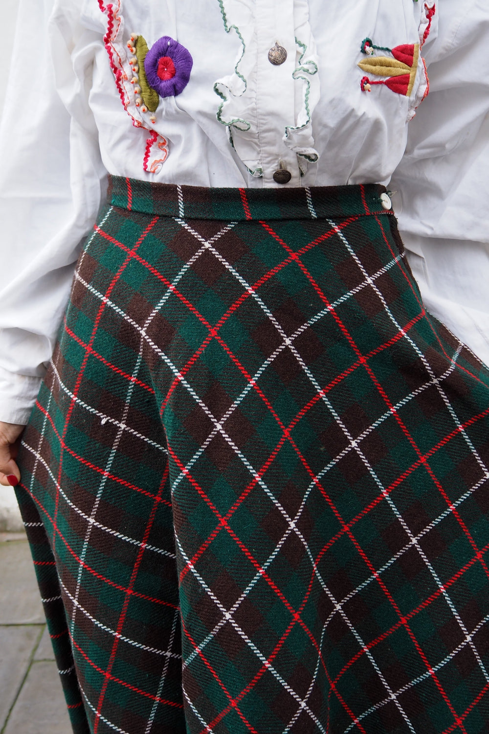 Scottish Tartan Check Long Skirt