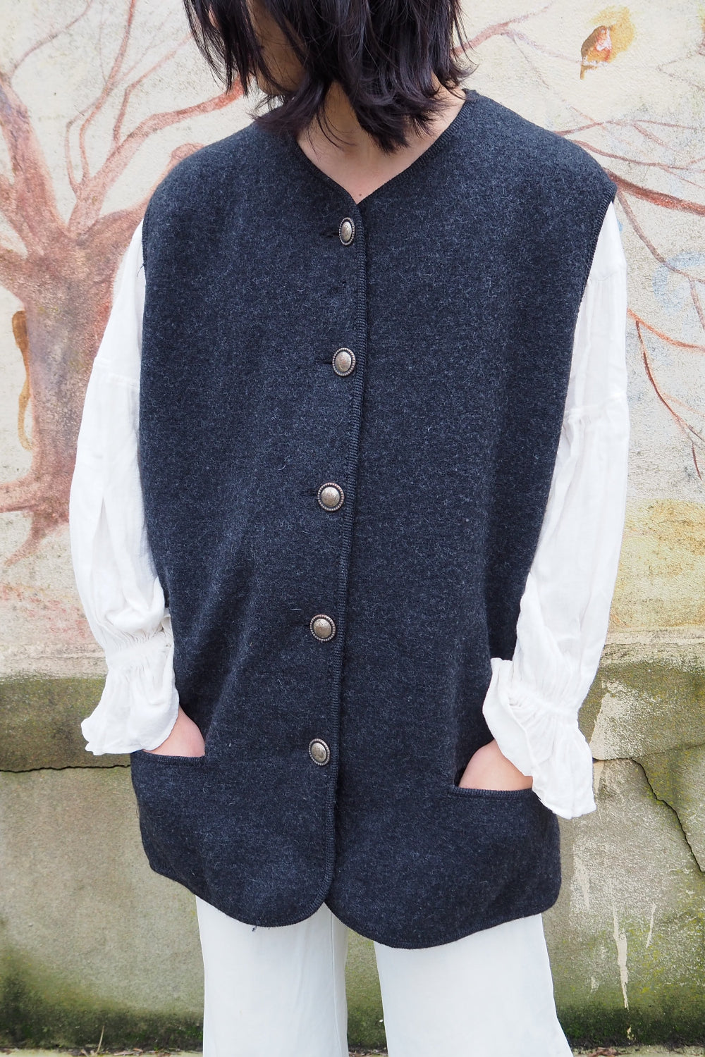 70s Austrian Tyrolean Wool Vest - Litza |70's オーストリア製