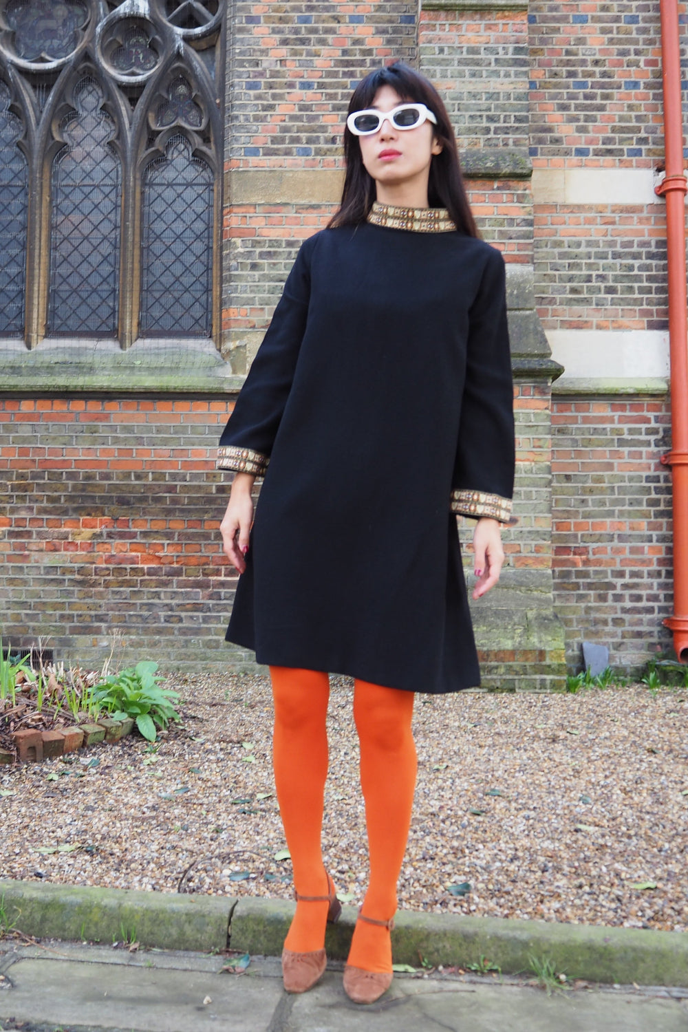 70's Rose Sinclair Art Deco Embroidered Dress