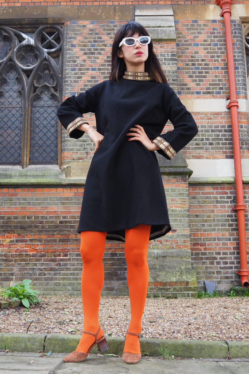 70's Rose Sinclair Art Deco Embroidered Dress