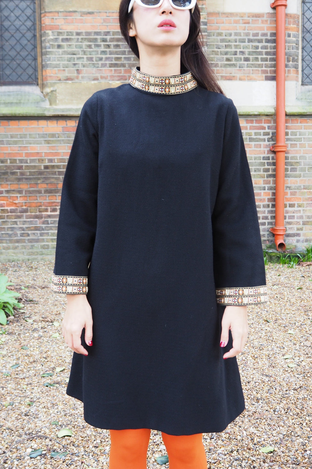 70's Rose Sinclair Art Deco Embroidered Dress