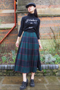 70s tartan checked pleats skirt made in Germany