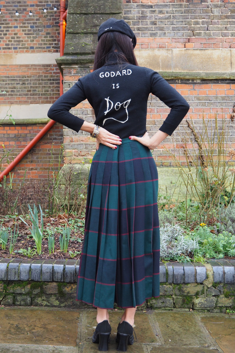 70s tartan checked pleats skirt made in Germany