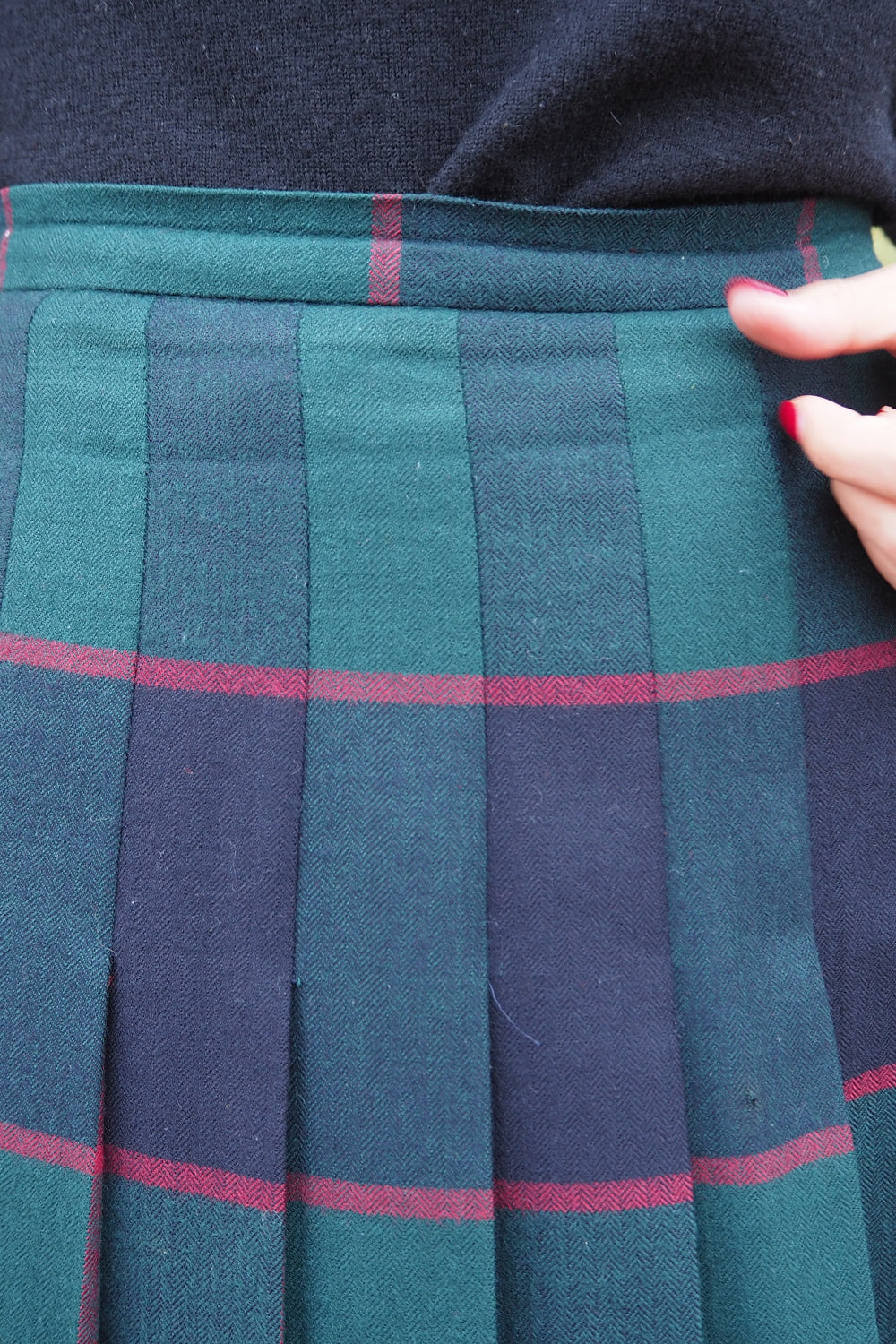 70s tartan checked pleats skirt made in Germany