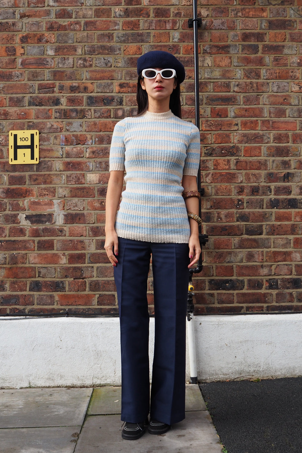 French Vintage Pocema Multi-Stripe Rib Knit