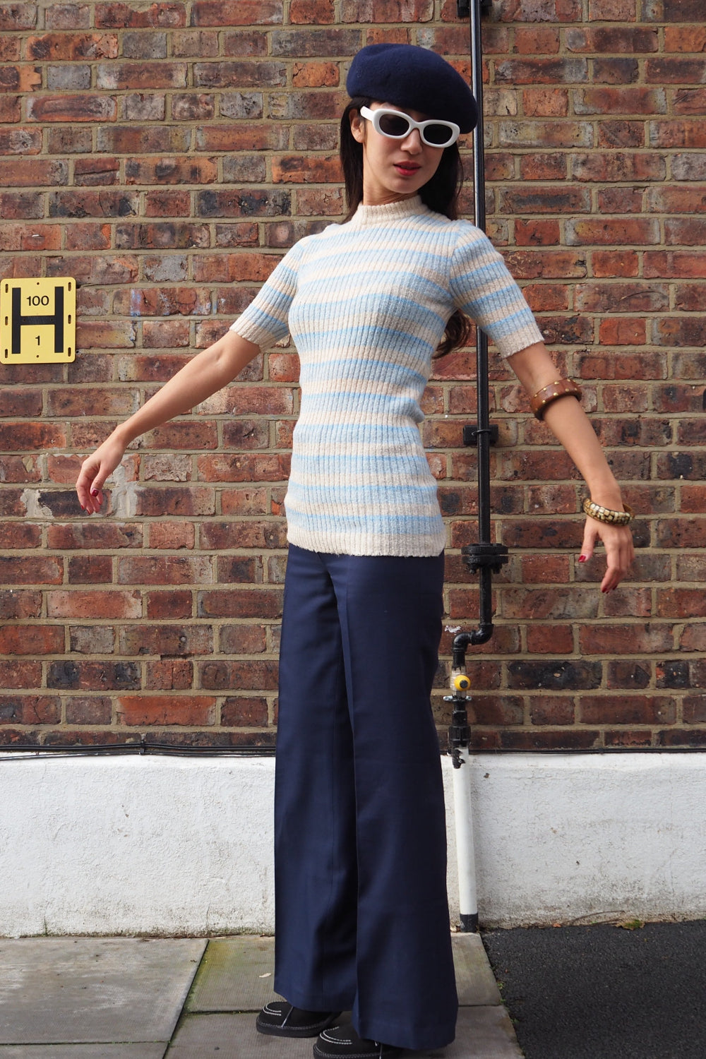 French Vintage Pocema Multi-Stripe Rib Knit