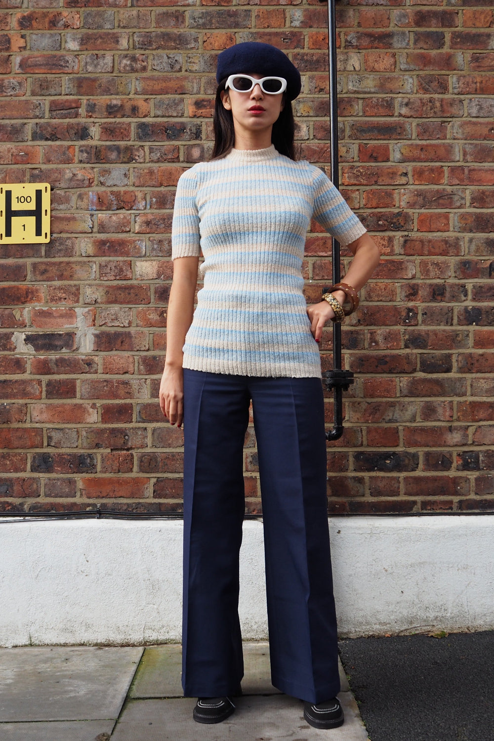 French Vintage Pocema Multi-Stripe Rib Knit