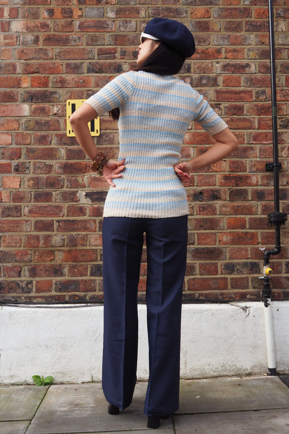 French Vintage Pocema Multi-Stripe Rib Knit