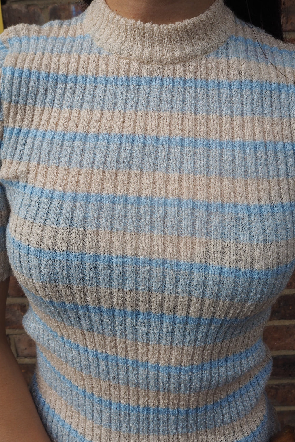 French Vintage Pocema Multi-Stripe Rib Knit