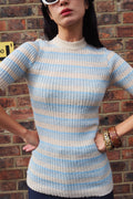 French Vintage Pocema Multi-Stripe Rib Knit