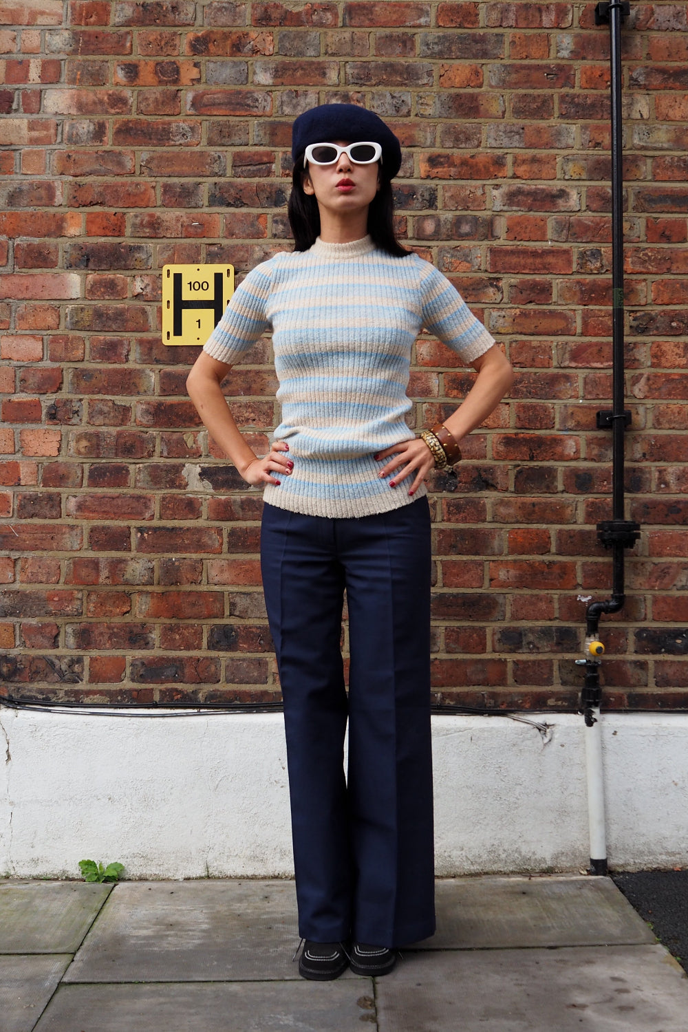 French Vintage Pocema Multi-Stripe Rib Knit