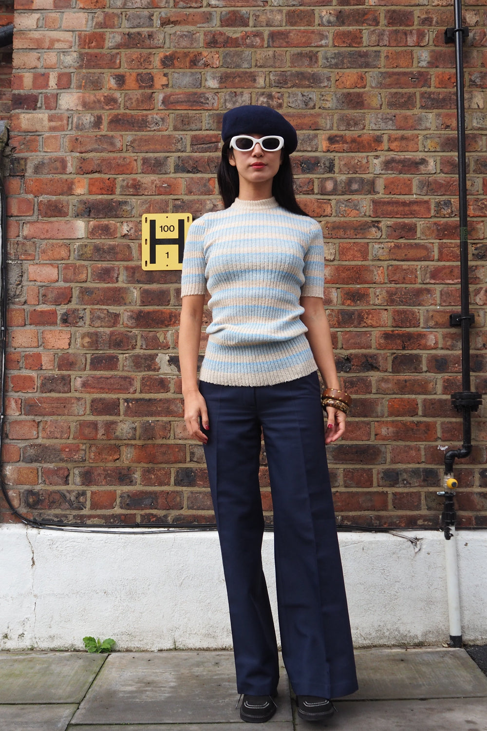 French Vintage Pocema Multi-Stripe Rib Knit
