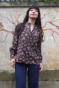 70's Bohemian Floral Brown Shirt
