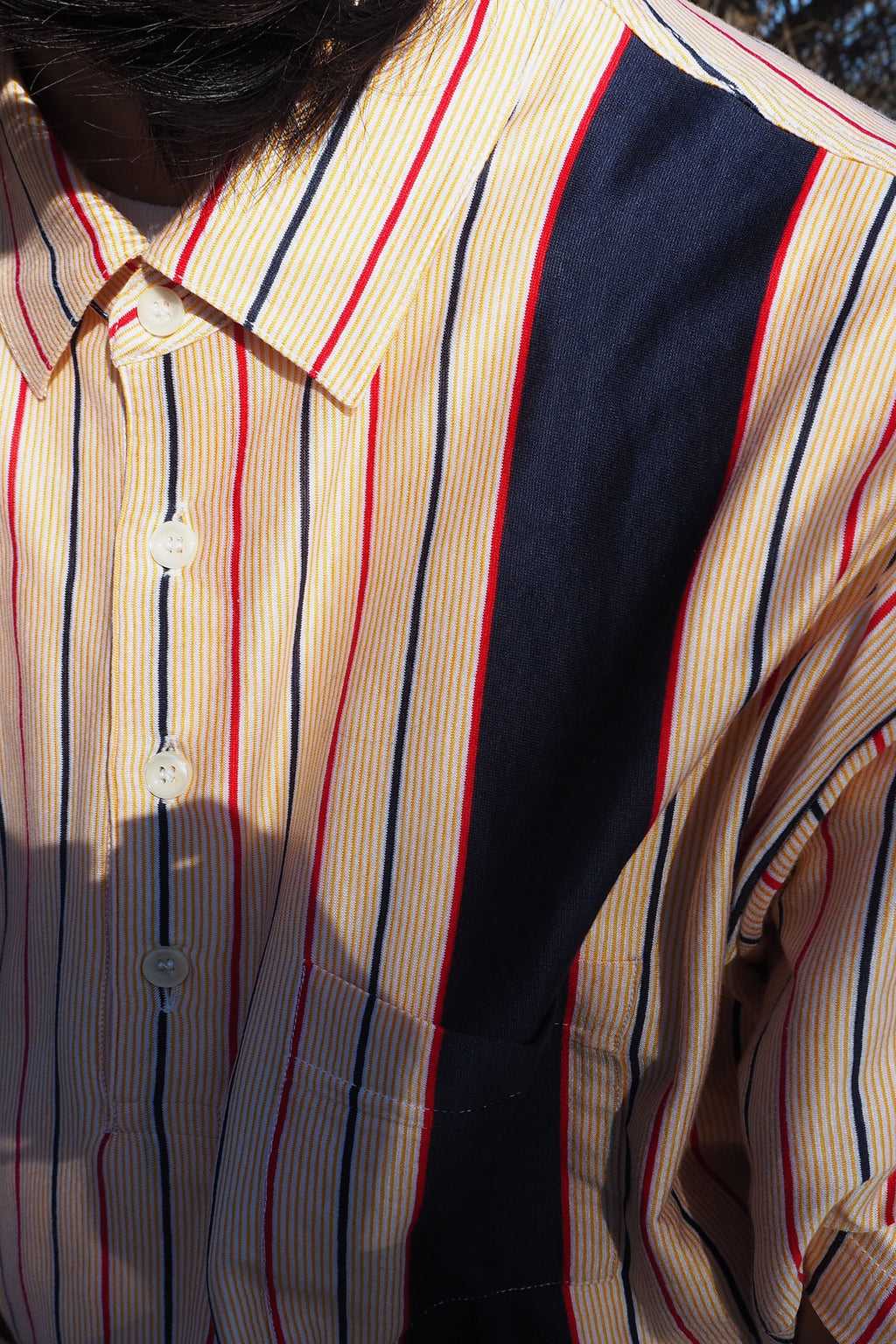 70's Peter Brown Striped Shirts Orange/Navy