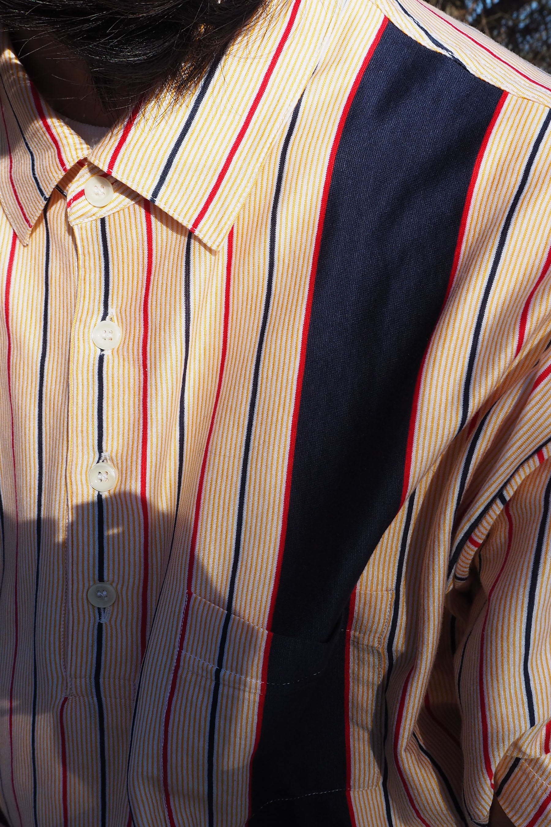 70's Peter Brown Striped Shirts Orange/Navy
