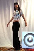 70's Floral Gauze Mini Tops White