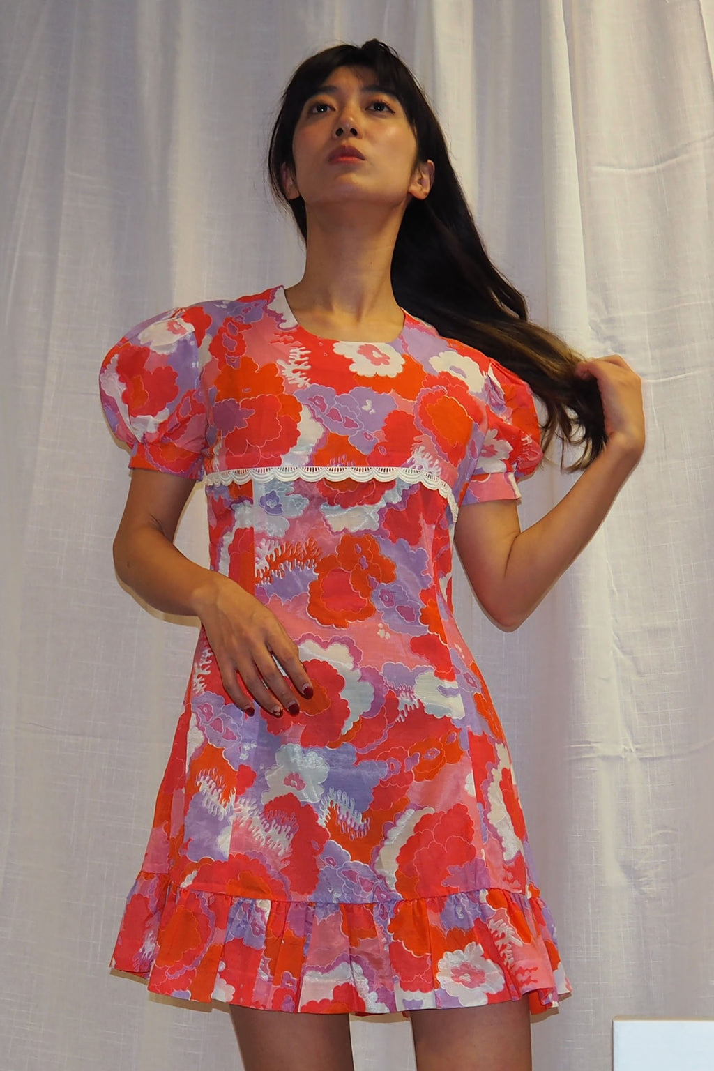 60's-70's TREVIRA Mini Dress Pink/Orange