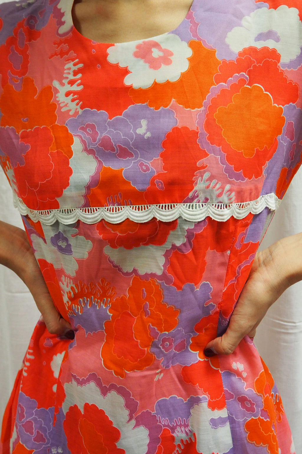 60's-70's TREVIRA Mini Dress Pink/Orange