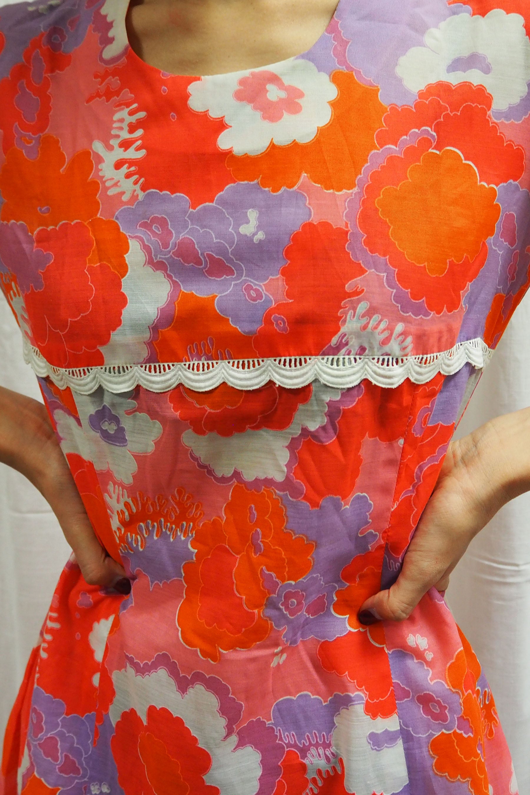 60's-70's TREVIRA Mini Dress Pink/Orange