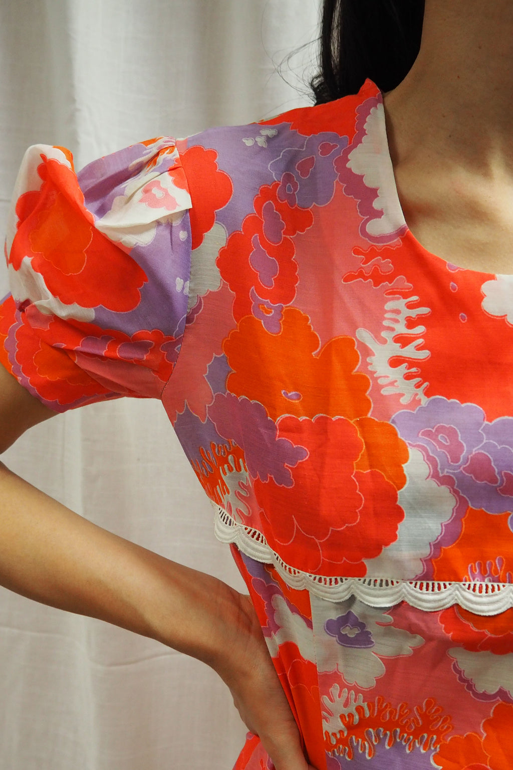 60's-70's TREVIRA Mini Dress Pink/Orange