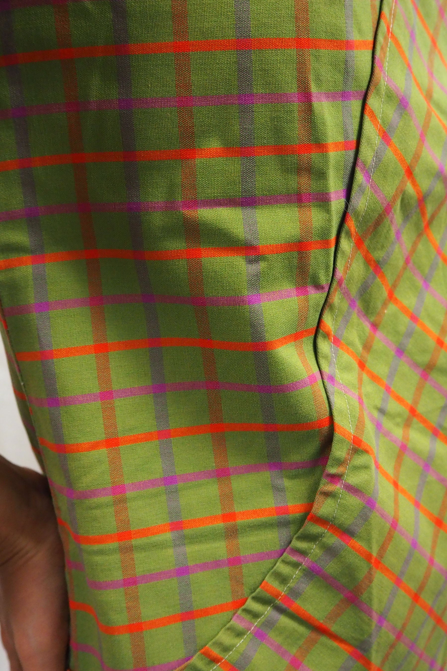 60's Handmade Mini Dress Khaki Check