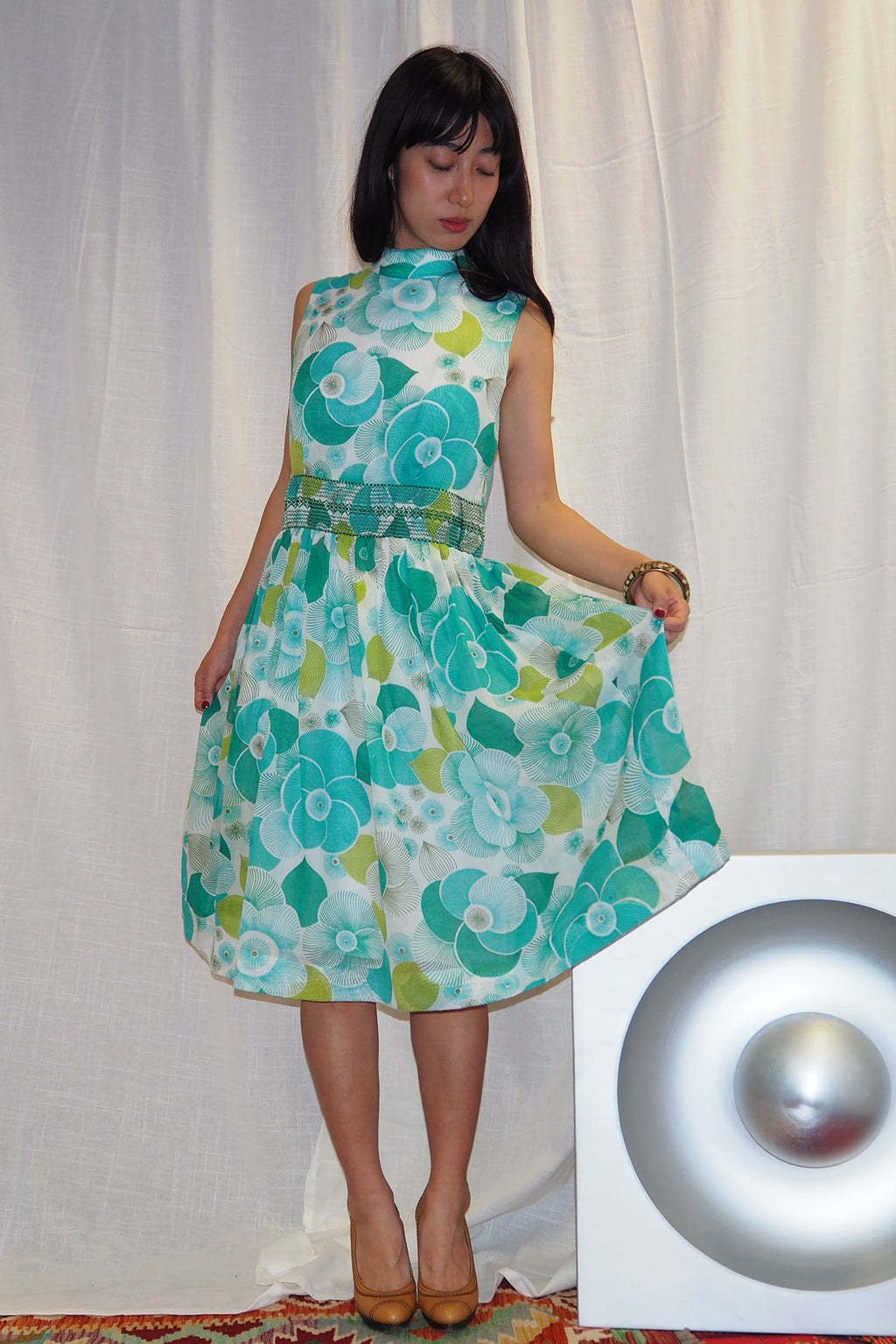 50's-60's Montigo Bay Floral Dress Green