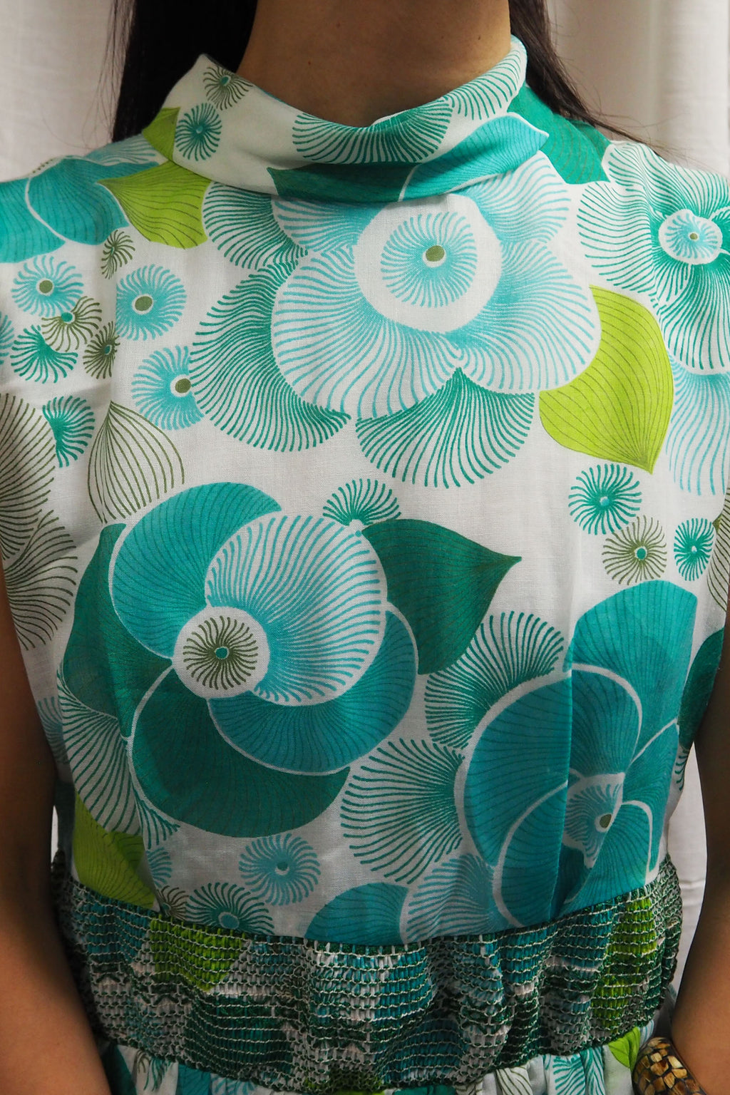 50's-60's Montigo Bay Floral Dress Green