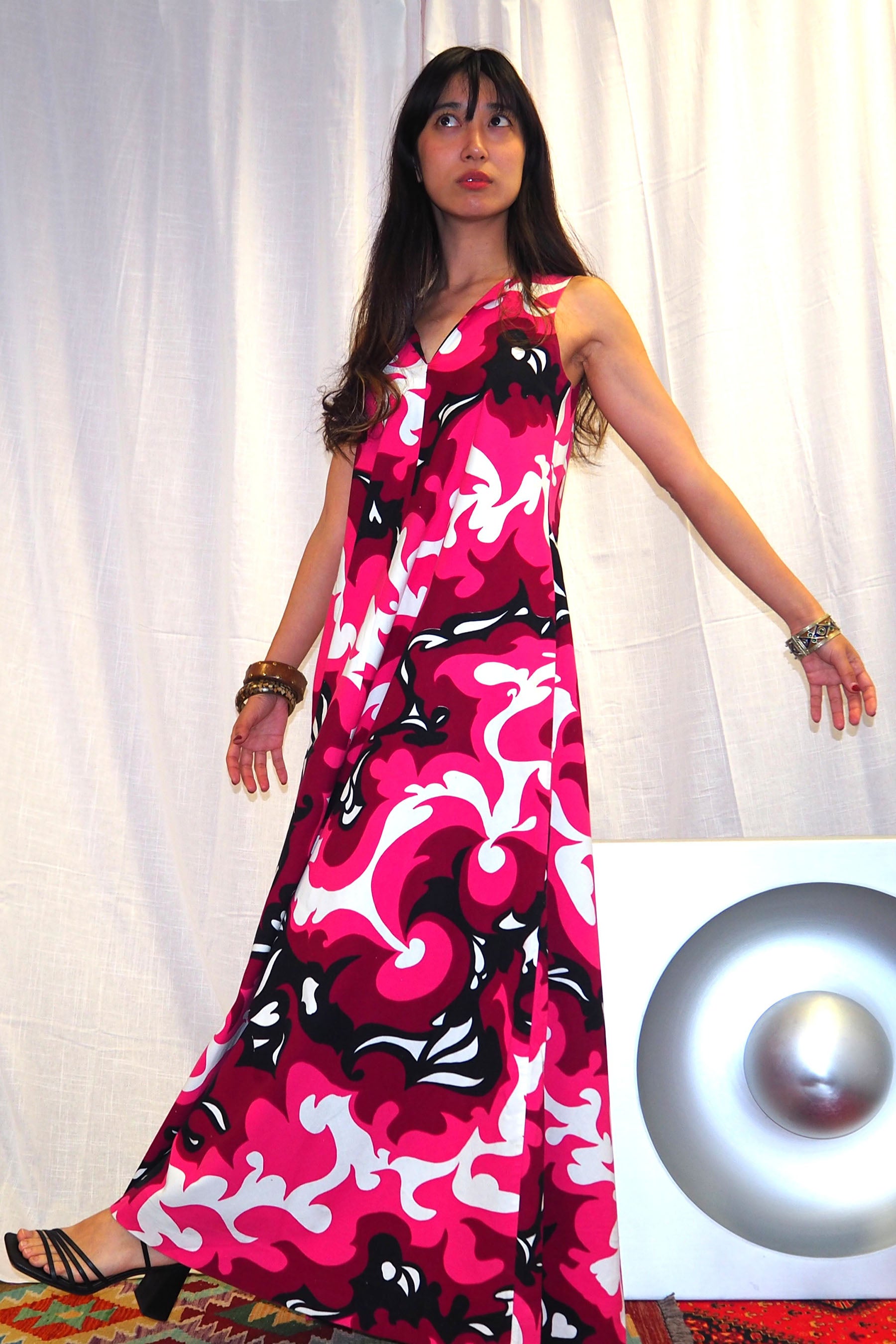 60's golden finn Summer Maxi Dress Pink