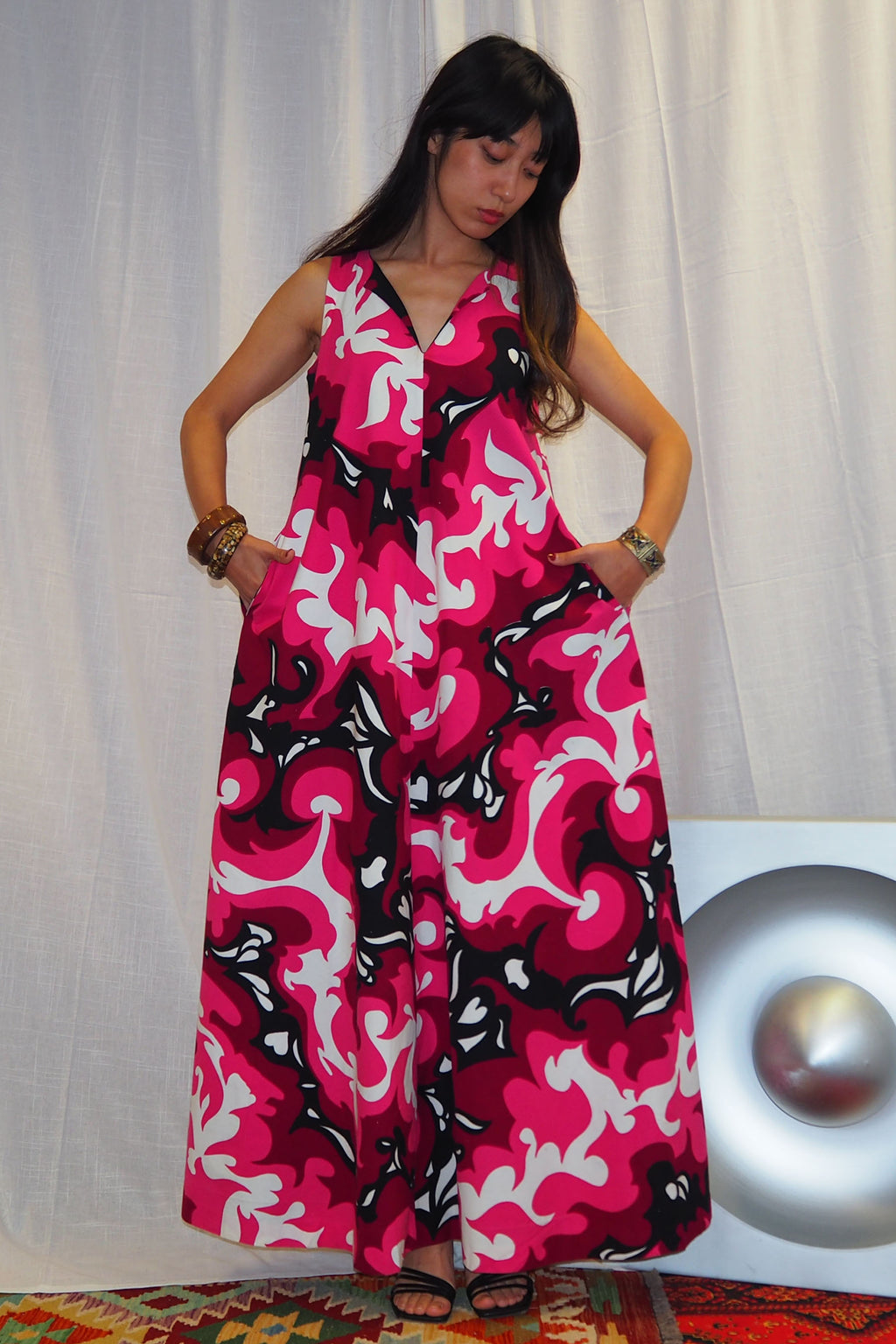 60's golden finn Summer Maxi Dress Pink