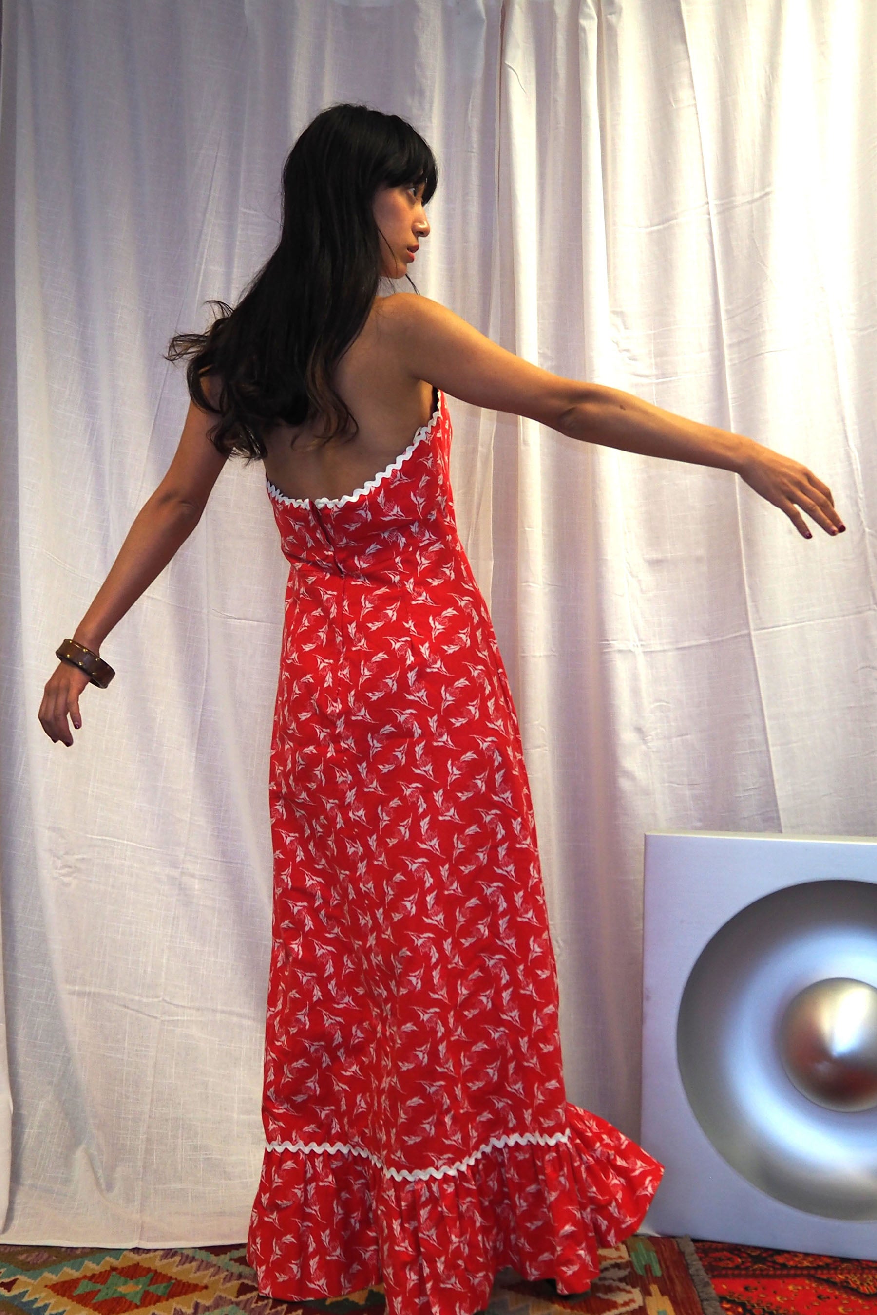 70's Halter Neck Summer Dress Red