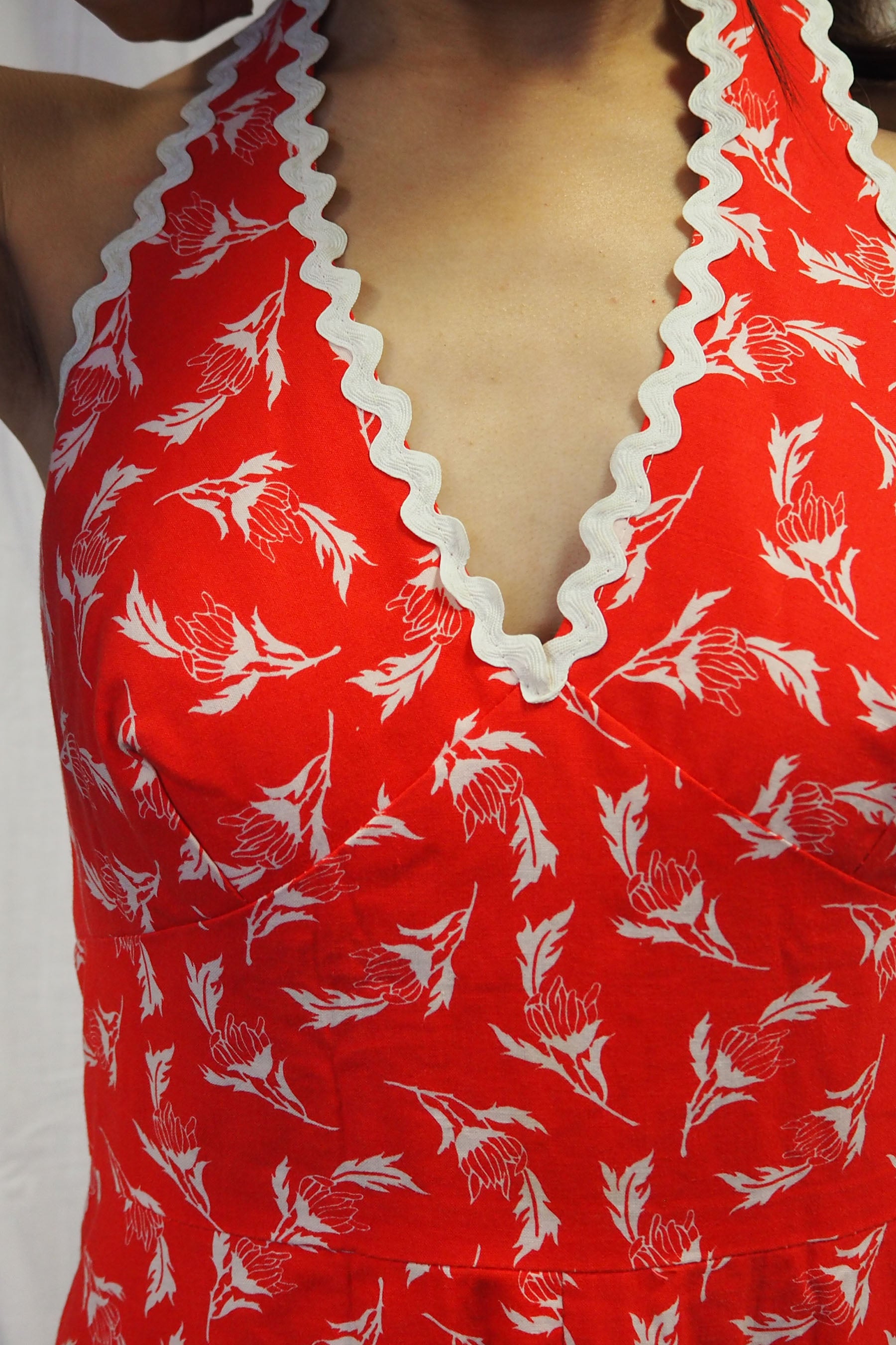 70's Halter Neck Summer Dress Red