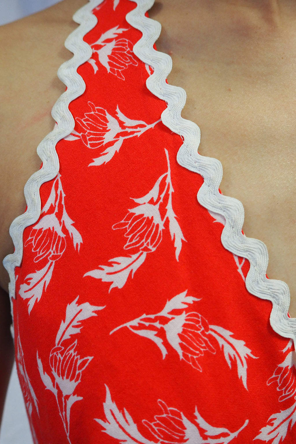 70's Halter Neck Summer Dress Red