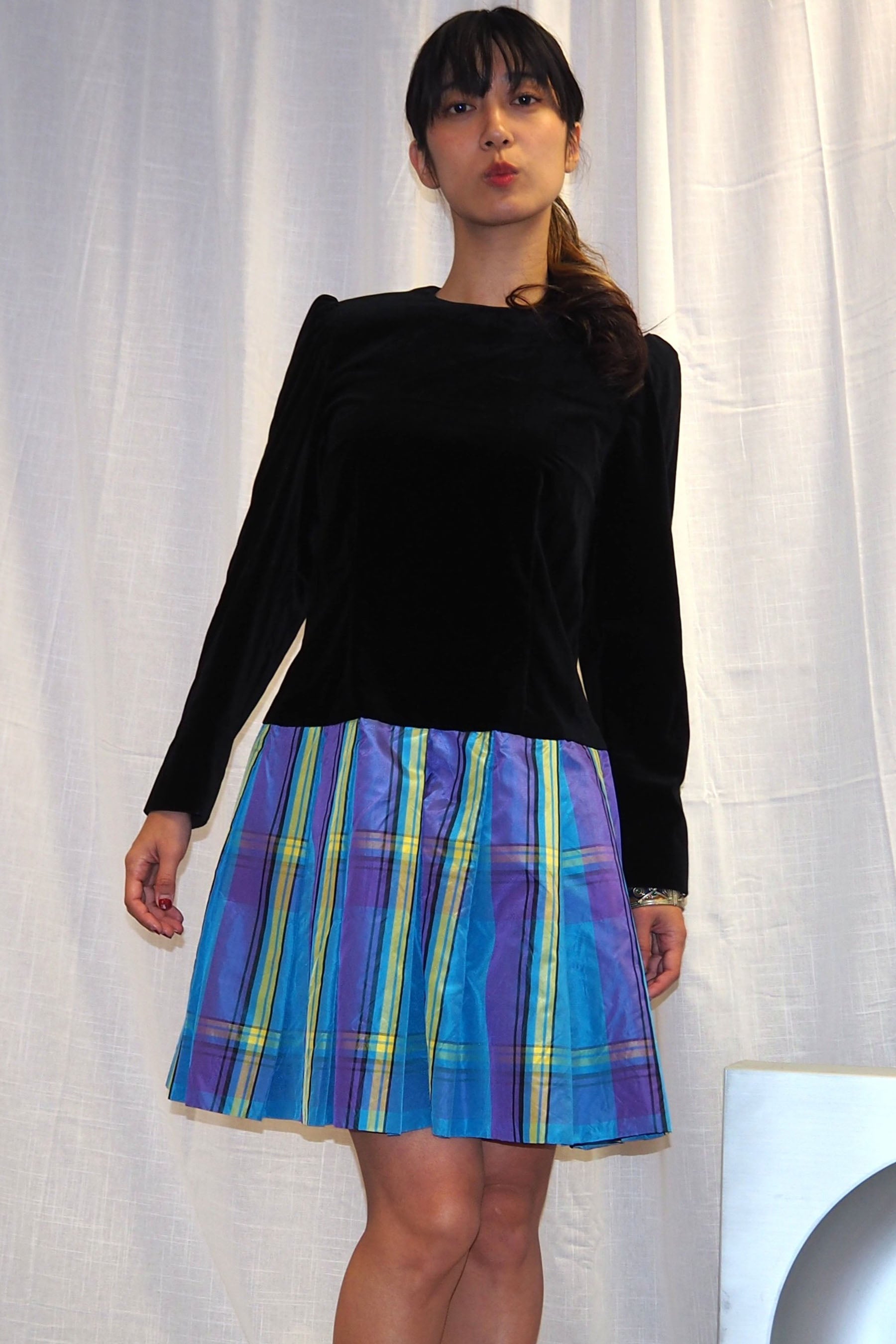 80's Mini Dress Black/Blue