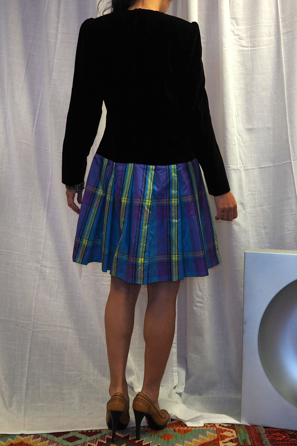 80's Mini Dress Black/Blue