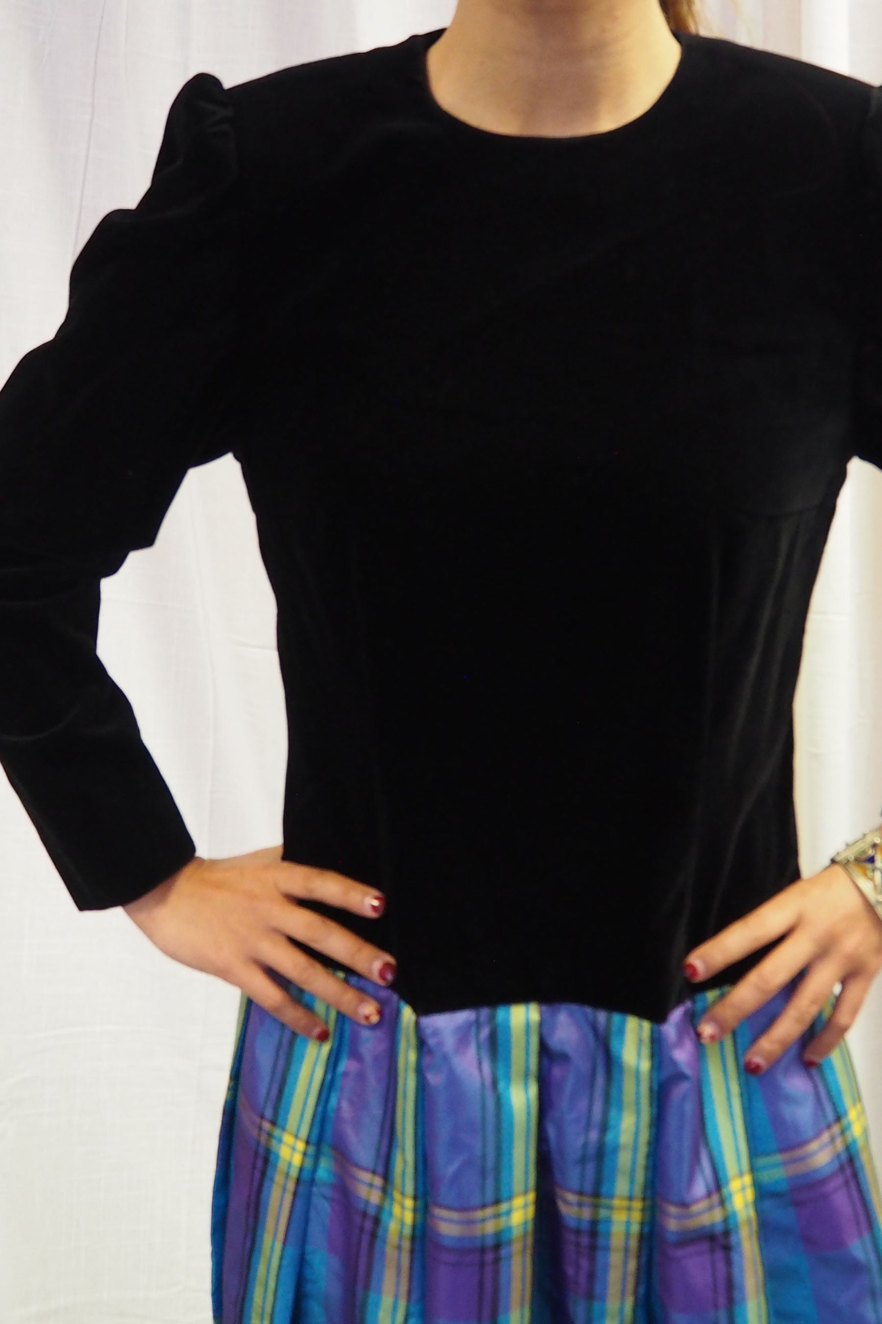 80's Mini Dress Black/Blue
