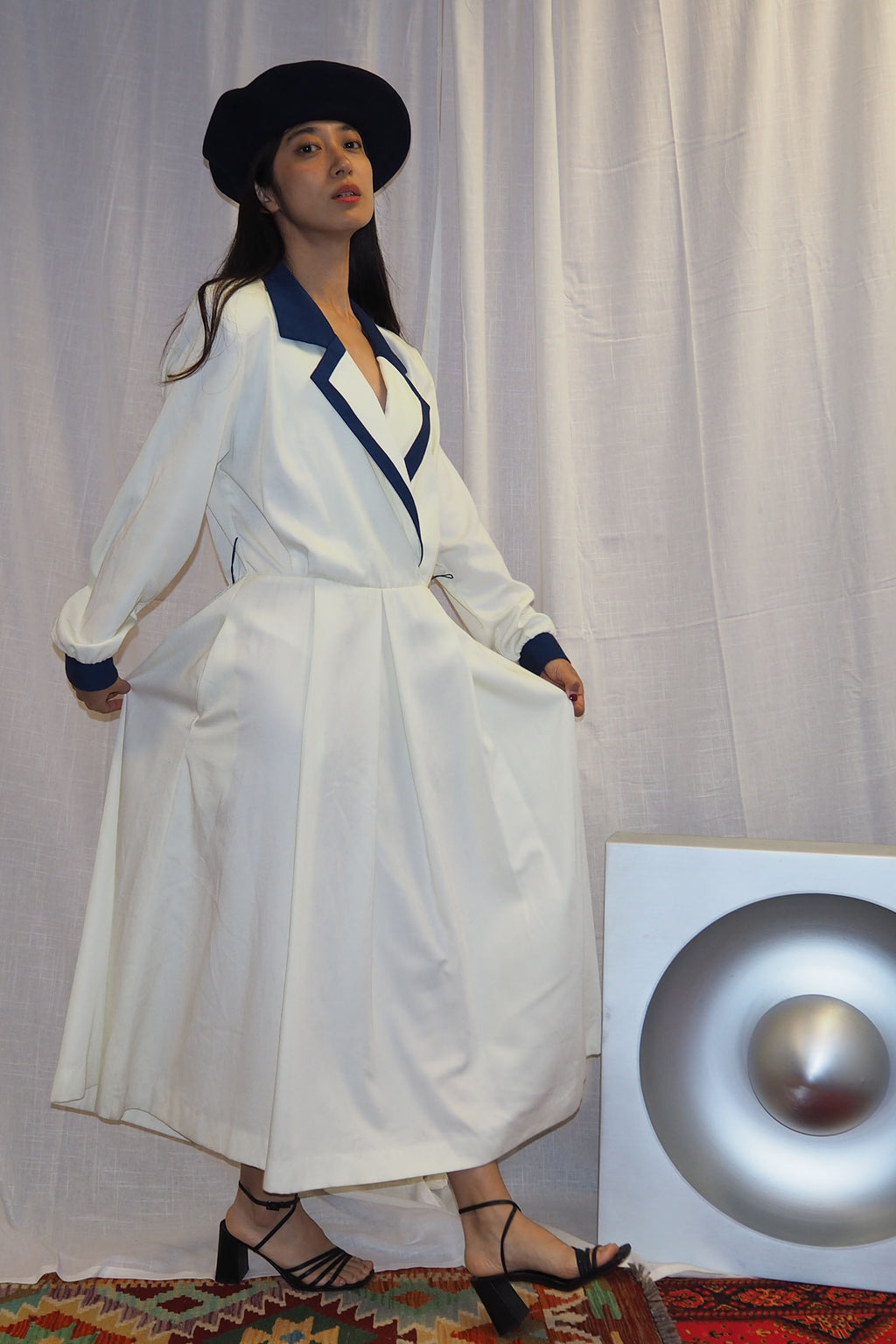 80's AROUND TOWN Dress Off White/Navy