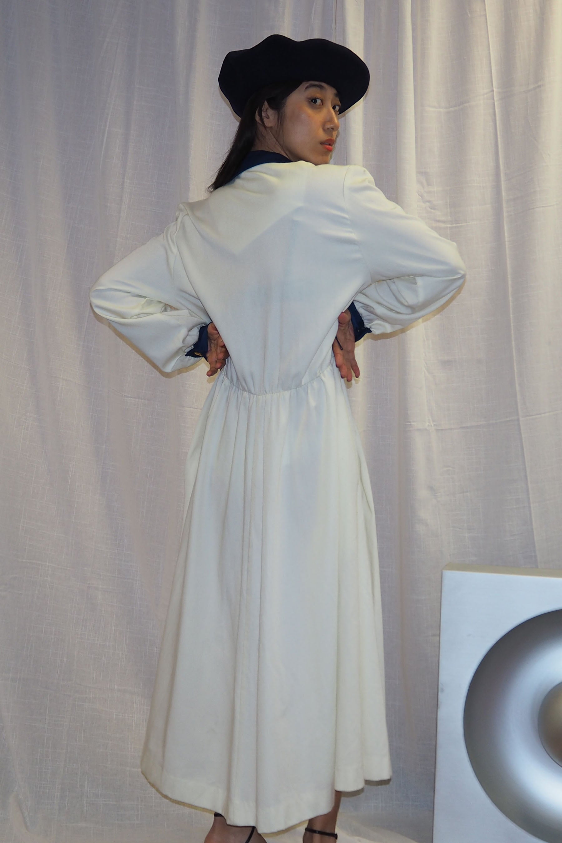 80's AROUND TOWN Dress Off White/Navy