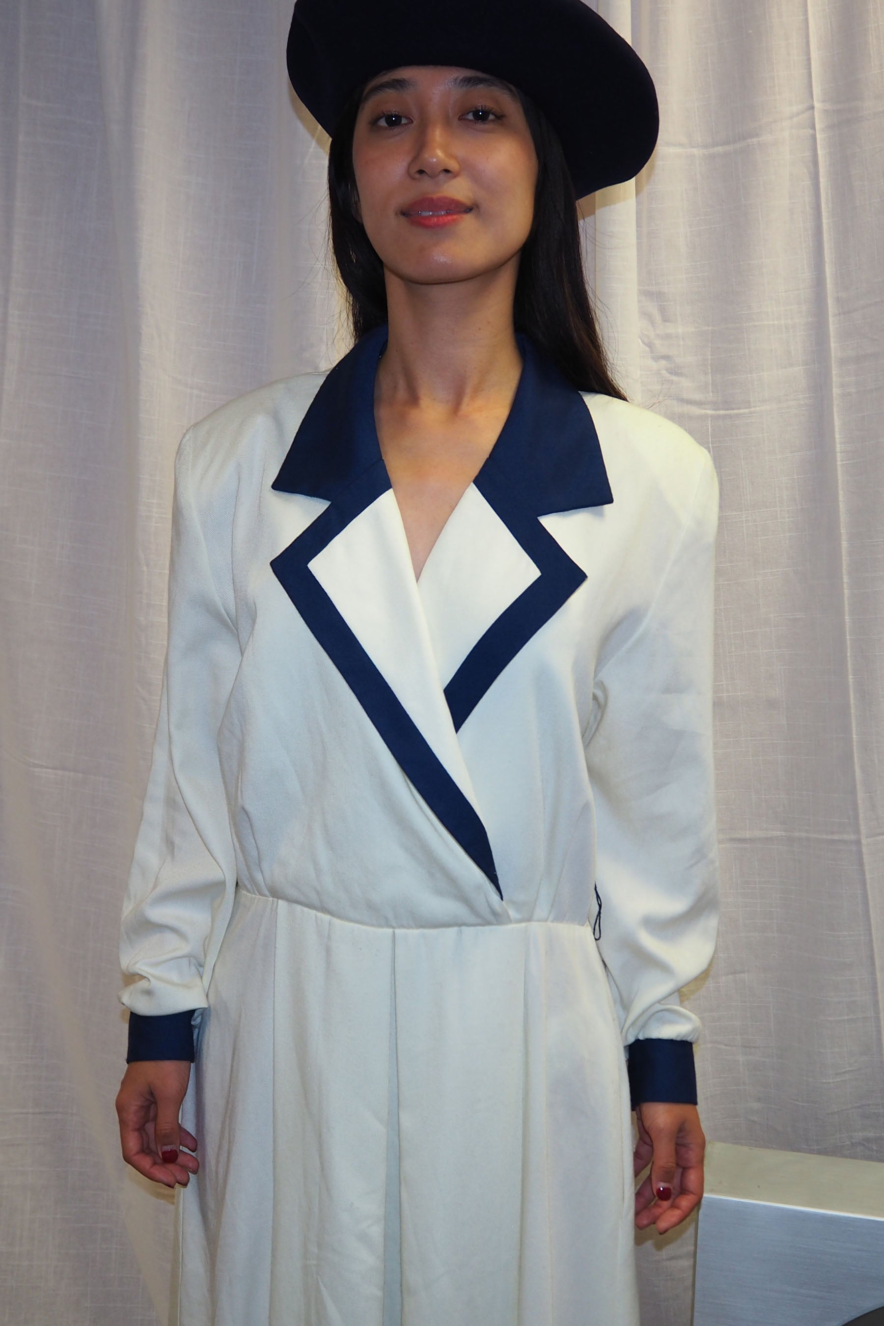 80's AROUND TOWN Dress Off White/Navy