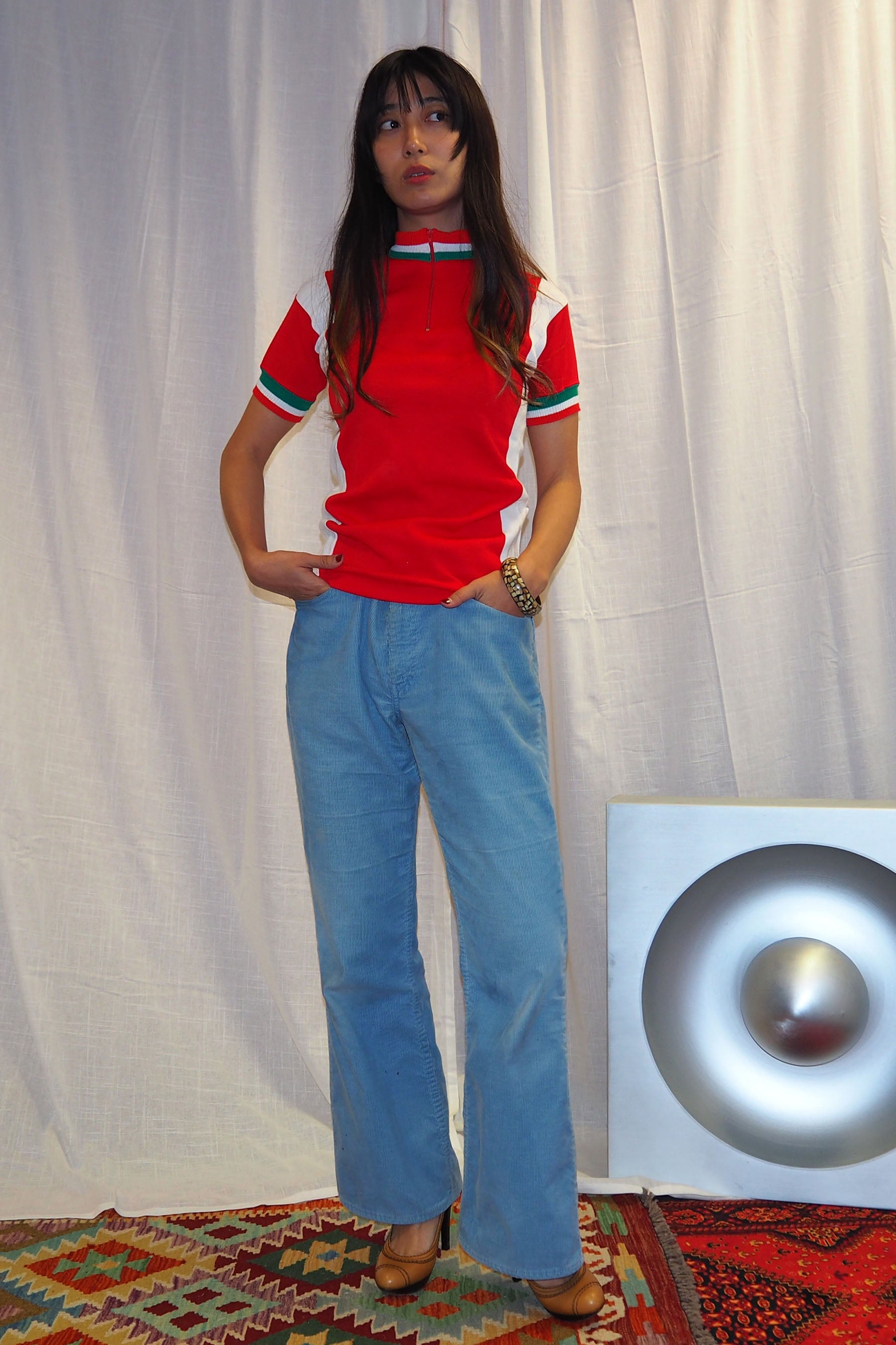 70's Deadstock Italian Cycling Shirt Red