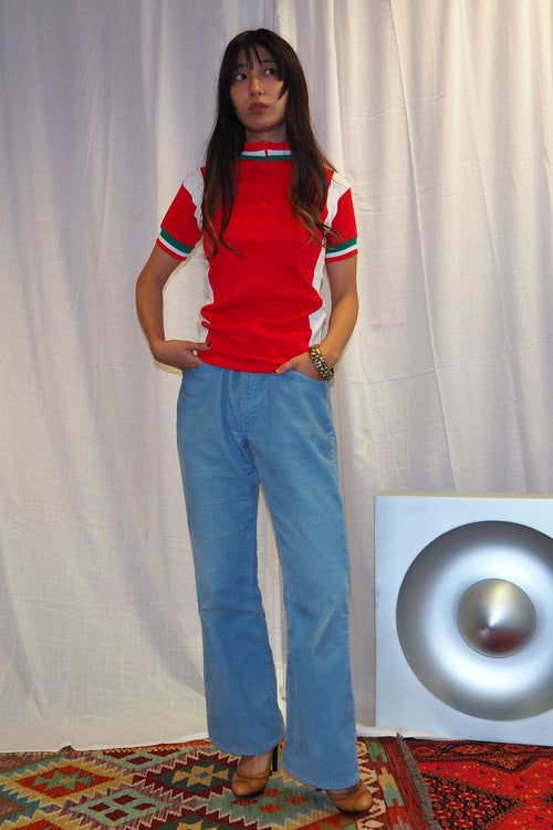 70's Deadstock Italian Cycling Shirt Red
