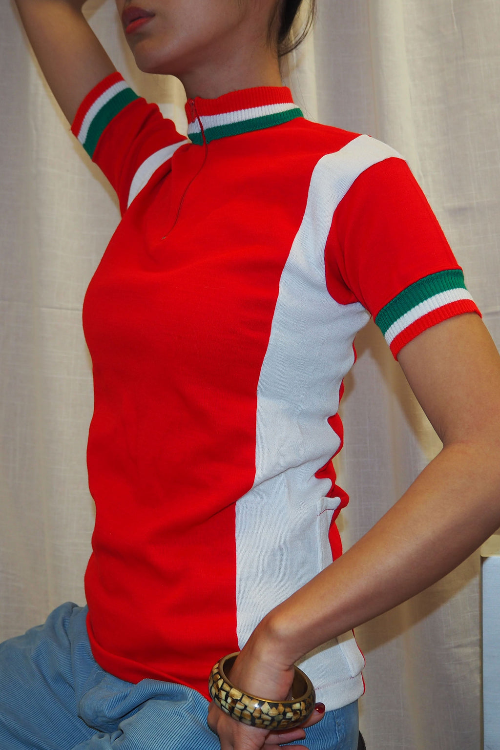 70's Deadstock Italian Cycling Shirt Red