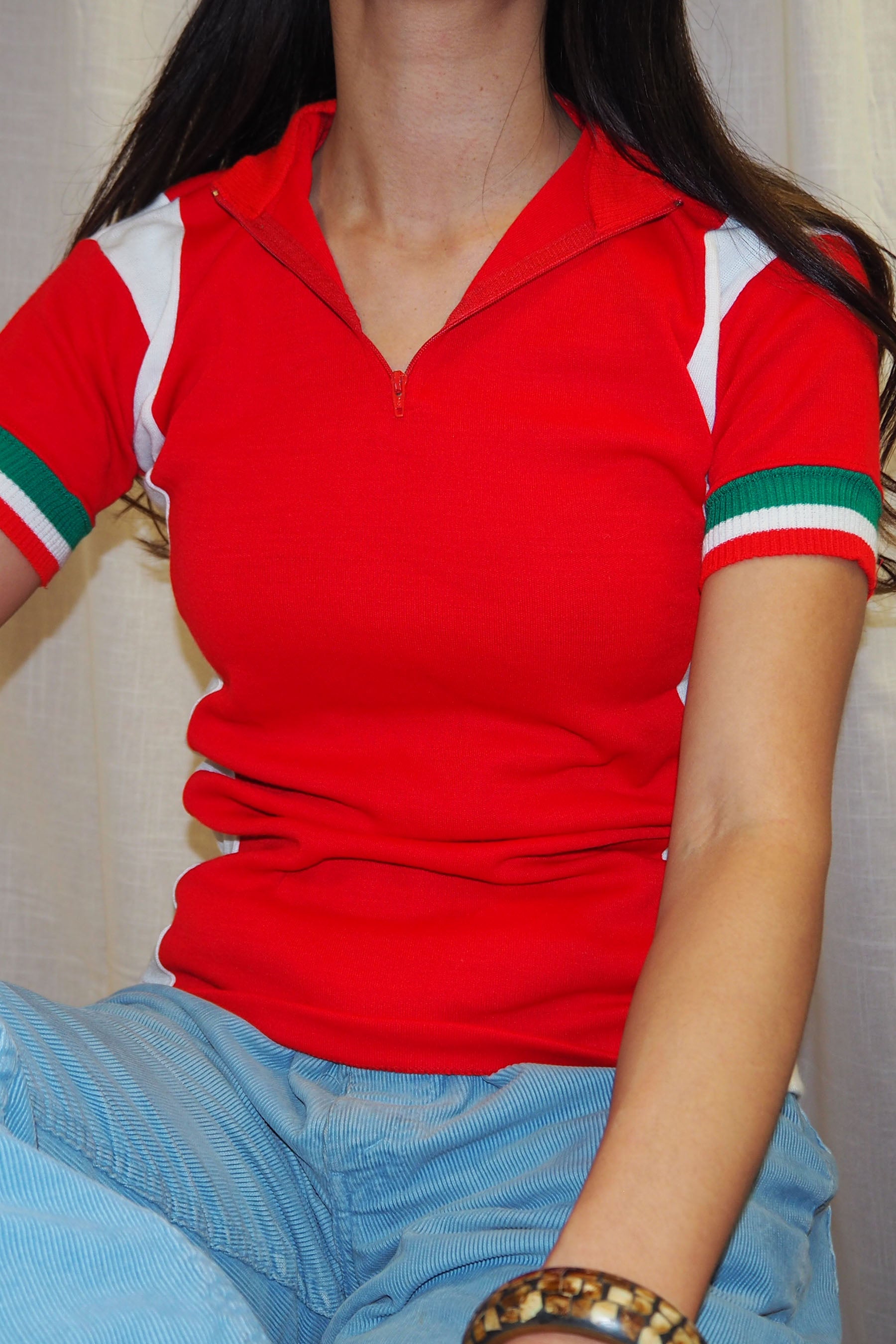 70's Deadstock Italian Cycling Shirt Red