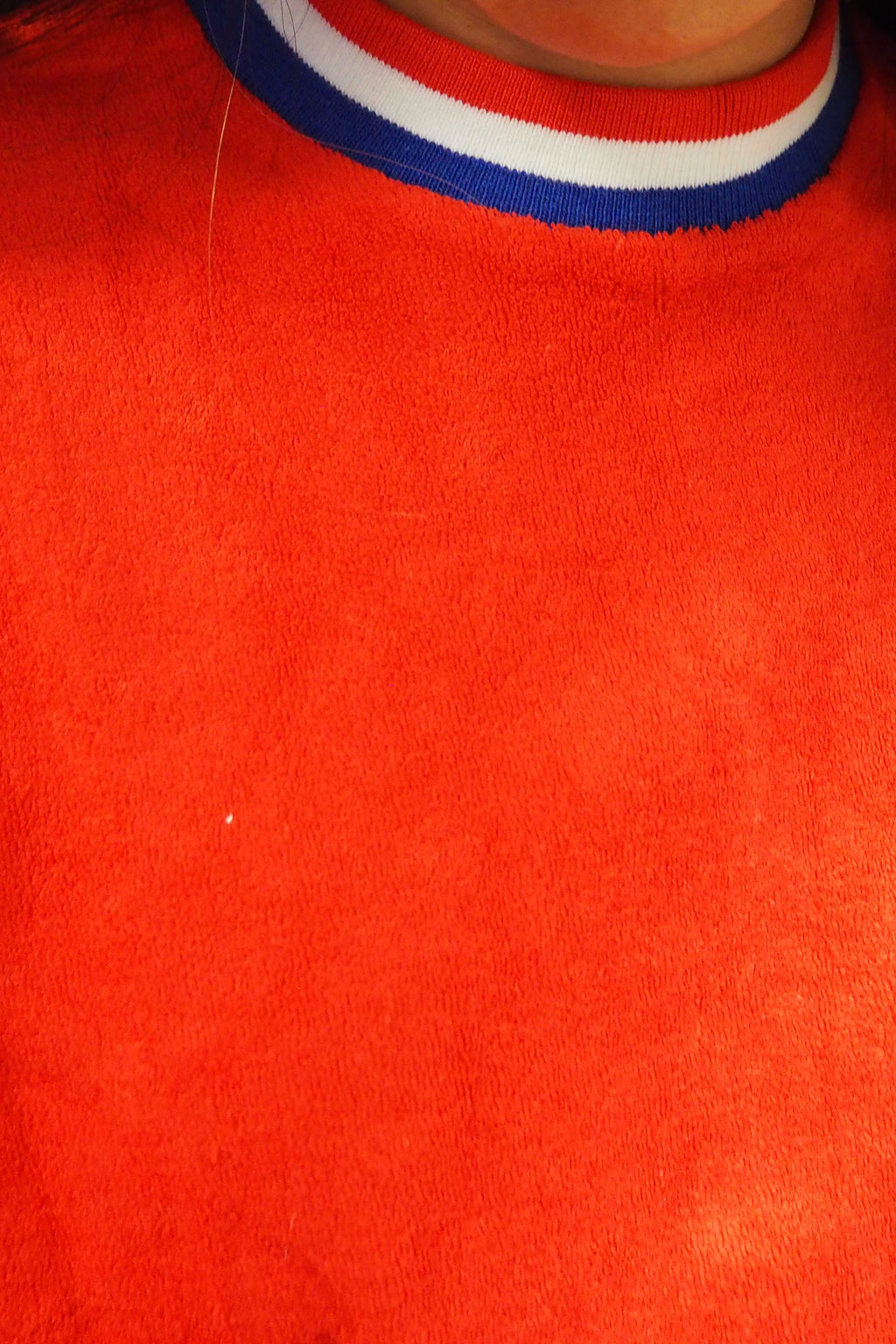 70's Red Pile Fabric Top Made in France Deadstock