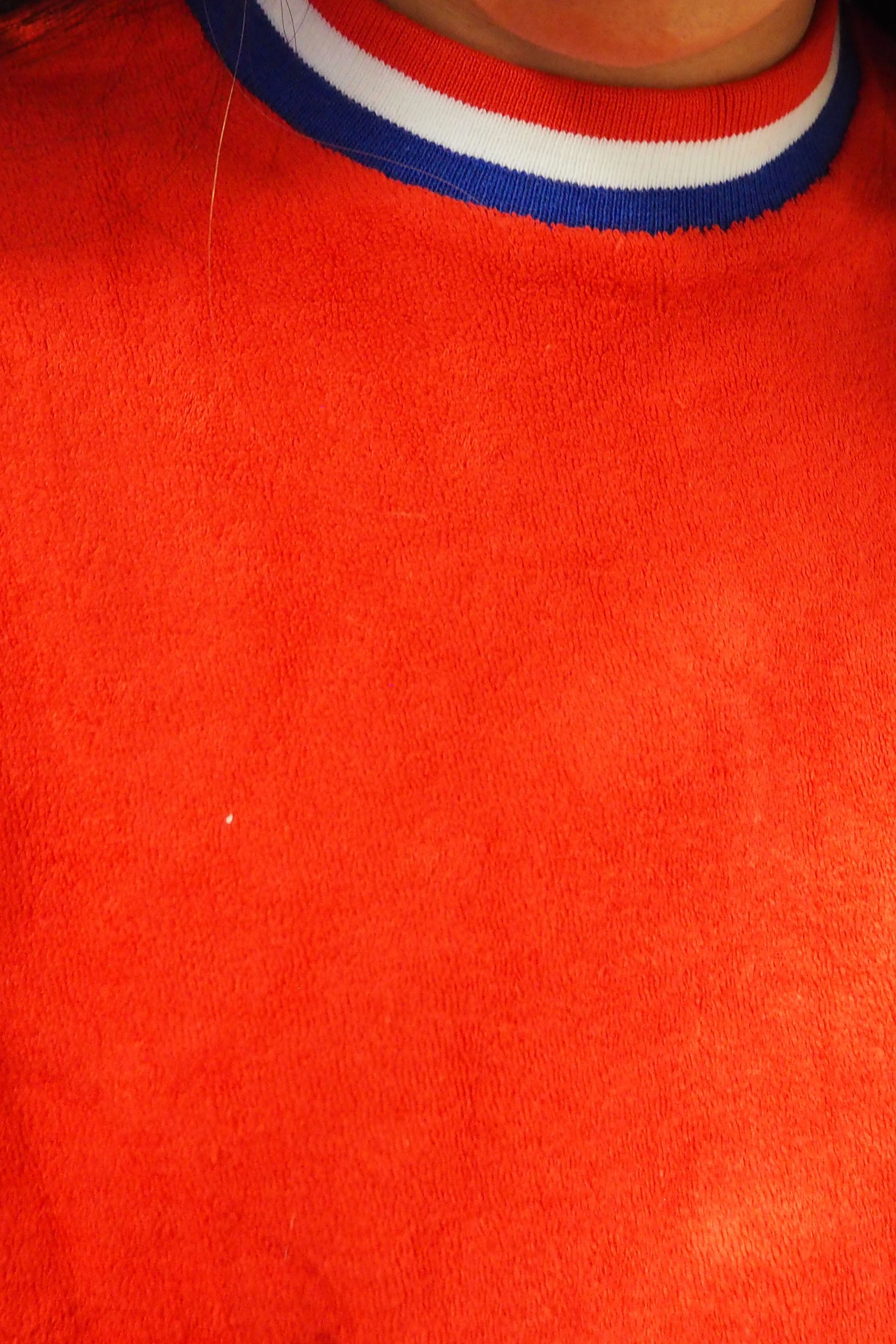 70's Red Pile Fabric Top Made in France Deadstock