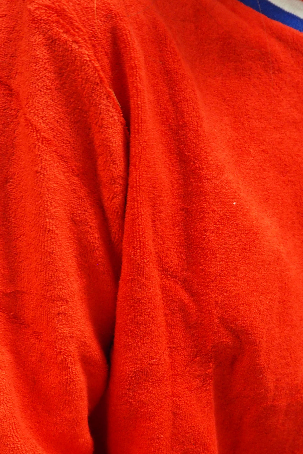 70's Red Pile Fabric Top Made in France Deadstock