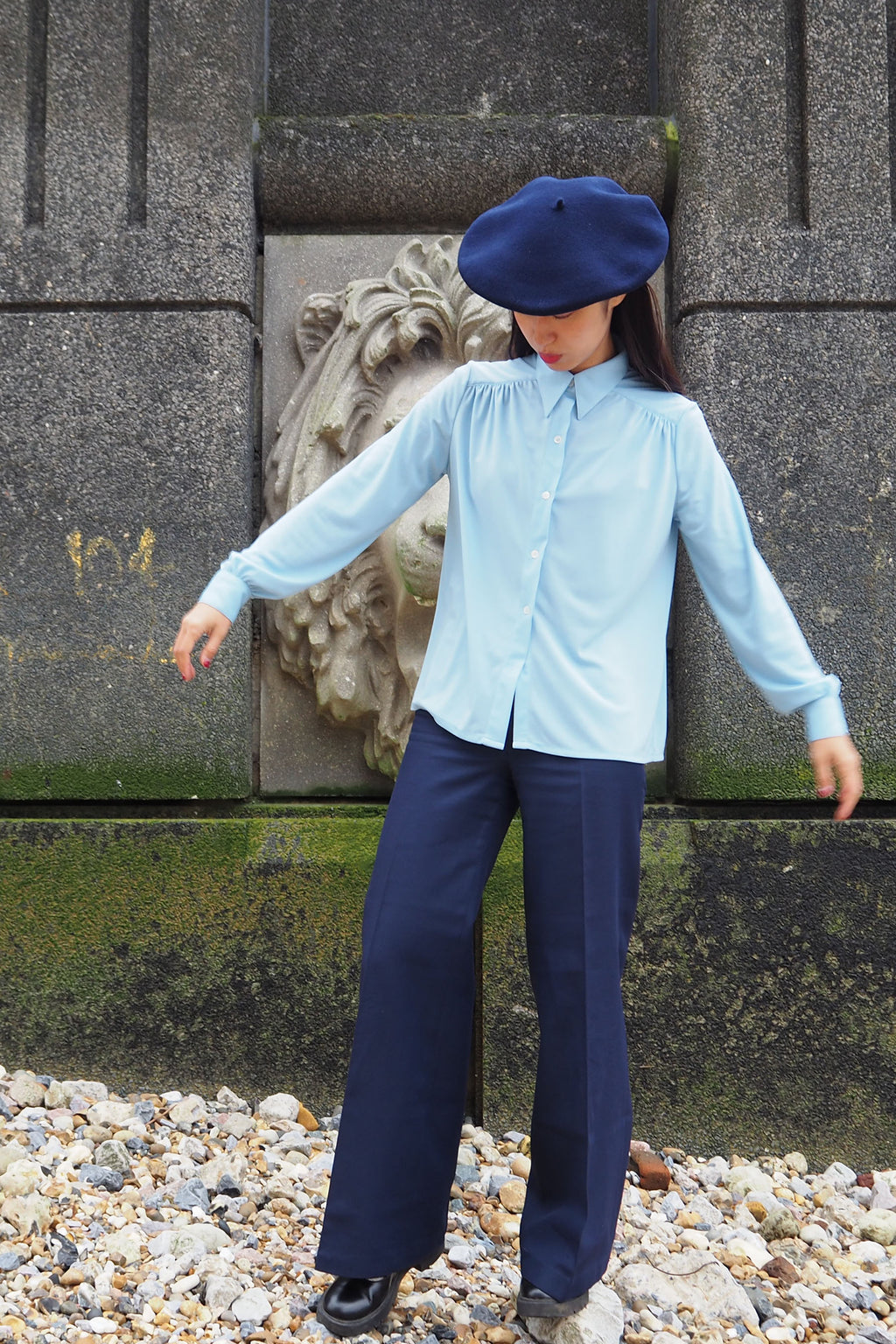 vintage 1970s Rodier of Paris shirt light blue